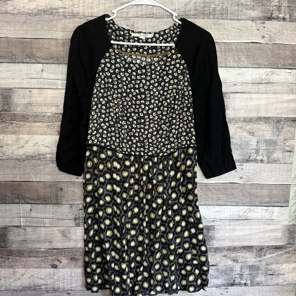 Boden Women's Mixed Print Black Colorblock A Line Floral Dress Sz 8R